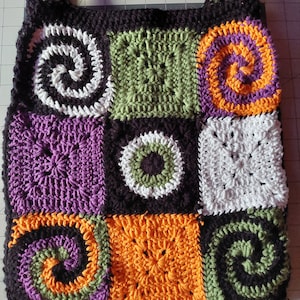 patchwork crochet halloween bag
