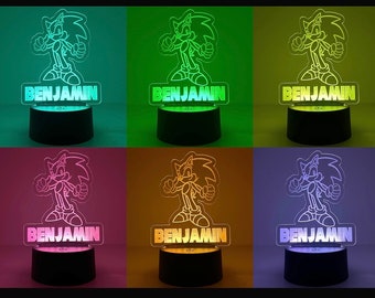 Lámpara de noche LED de Sonic Headgehog, regalo de Sonic, decoración de habitación de Sonic, regalo para gamers de Sonic