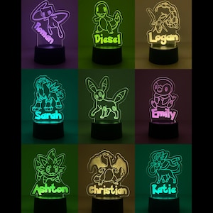 ANY Poke Character LED nightlight, Poke room decor, Poke gift, Custom Poke light, Poke Birthday, Anime nightlight, Poke Christmas Gift