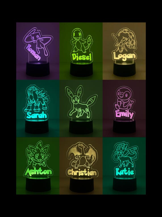 ANY 1 or 2 Poke Character LEDnightlight, Poke room decor, Poke gift, Custom Poke light, Poke Birthday, Anime nightlight, Poke Christmas Gift