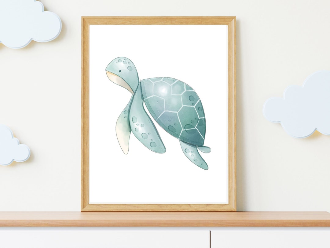 Baby Nursery Wall Art. Nursery Wall. Decor. Cute Sea Turtle Etsy