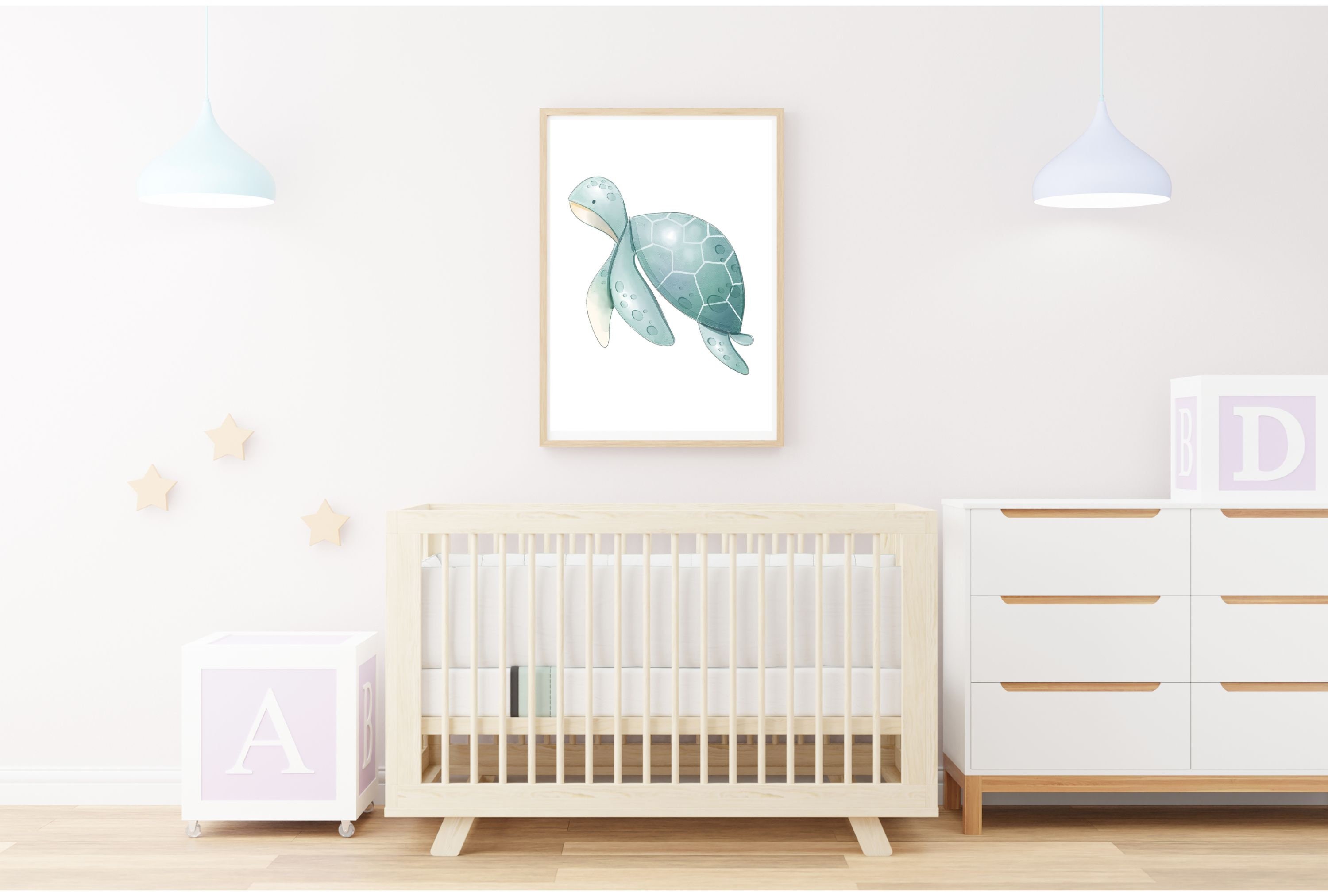 Baby Nursery Wall Art. Nursery Wall. Decor. Cute Sea Turtle Etsy