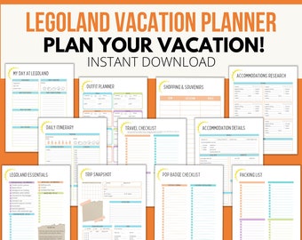 Printable Legoland Vacation Planner | Legoland Trip Planner | Amusement Park Vacation Planner | Printable Travel Planner