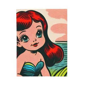 Velveteen Plush Blanket, Ariel Little Mermaid Christmas Gift, Cozy Fleece Throw, Holiday Home Decor, Ocean Princess Blankie