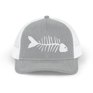 Embroidered Fishing Snapback Trucker Cap, Fish Bones Hat Outdoor Activities, Fishing Enthusiasts Gift, Beach Vacation Accessory, Richardson
