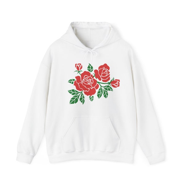 Red Rose Hoodie Sweatshirt - Floral Unisex Sweatshirt - Unique Valentine's Day Gift