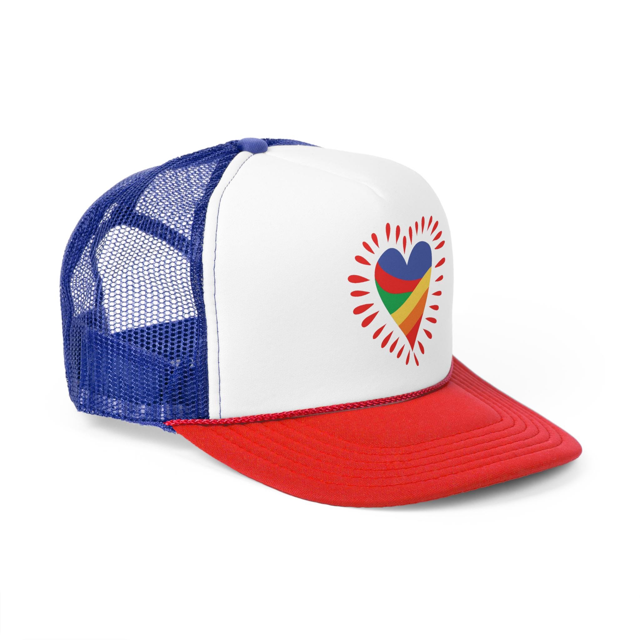 LGBT Rainbow Heart Baseball Cap - Love Is Love Pride Trucker Hat, Adjustable Unisex - View #10