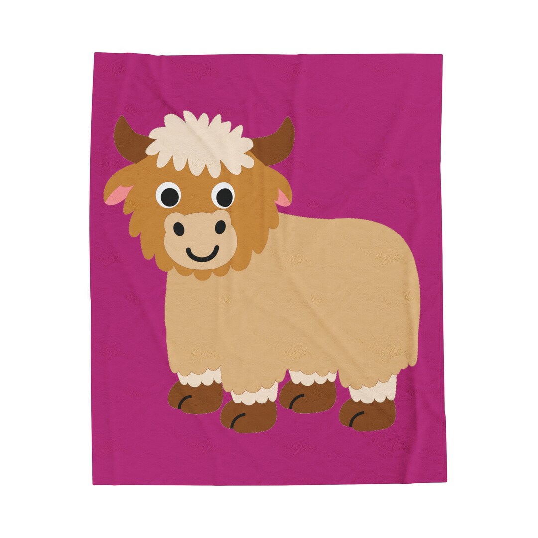 Fluffy Cow Blanket, Velveteen Plush Blanket, Cow Lover Gift, Pink Blanket, Birthday Gift, Baby