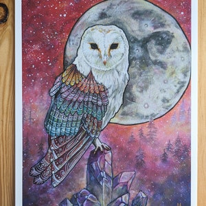 The eyes of the owl - Fine art print of owl, magical, mystical, fantasy, spiritual art, visionary art