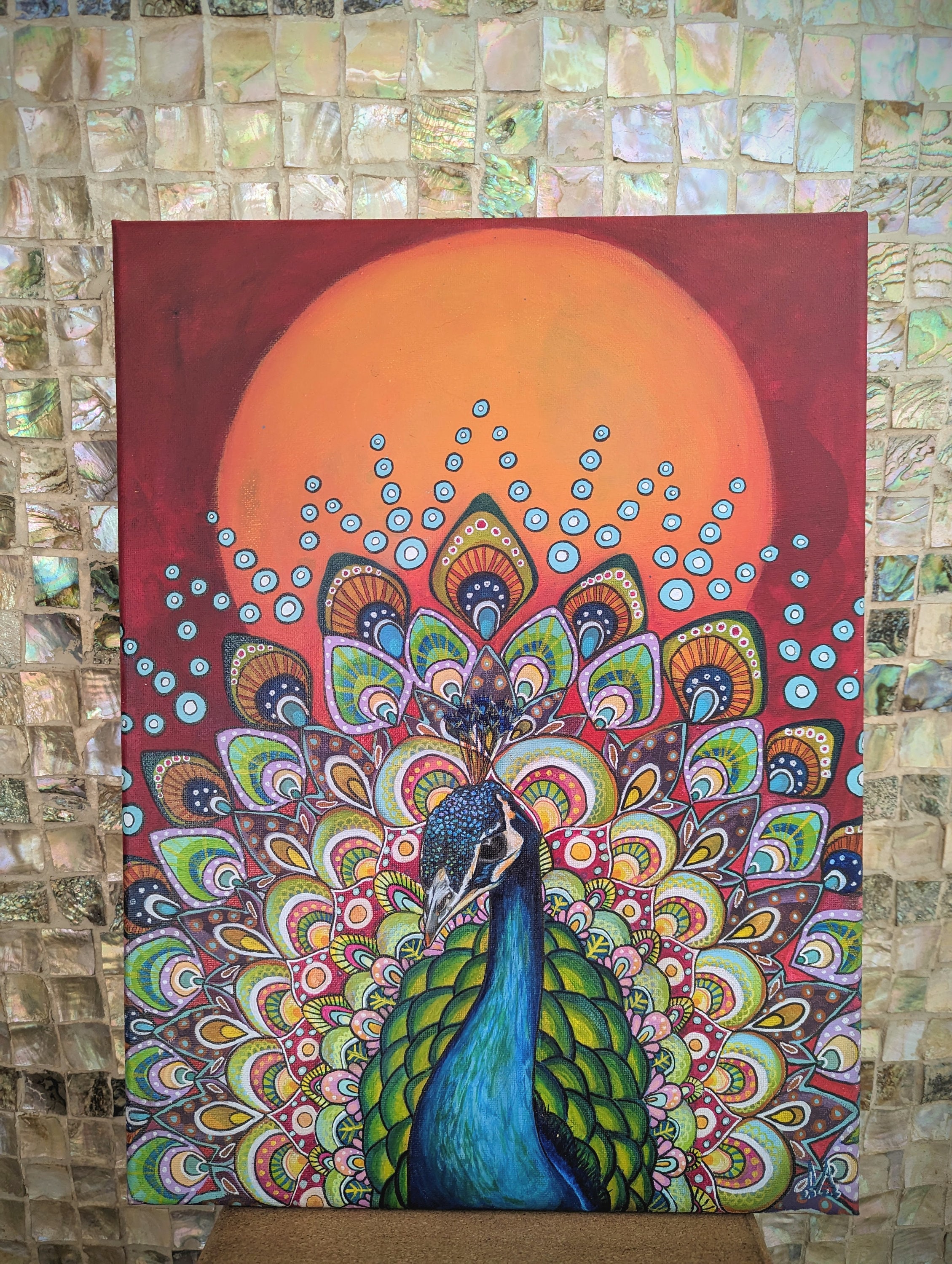 Becoming the Peacock, Original Acrylic Painting, Magical, Mystical