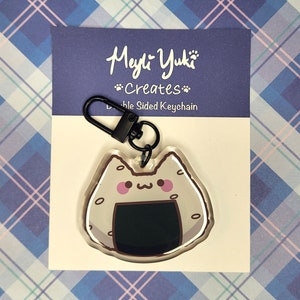 Rice Ball Onigiri Cat Double Sided Keychain | Backpacks, Keyrings