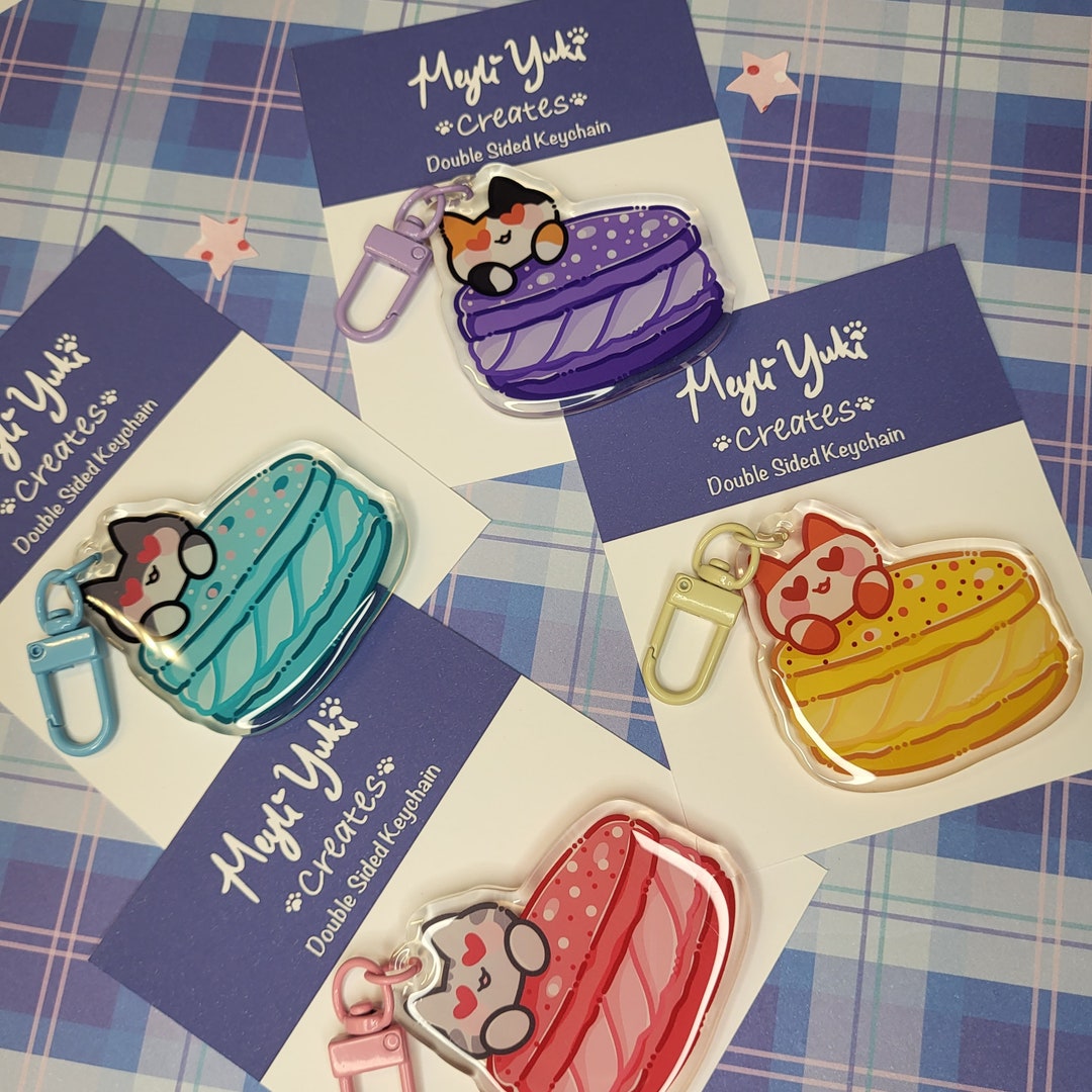 Macaroon Cats Double Sided Keychain | Backpacks, Keyrings - Etsy