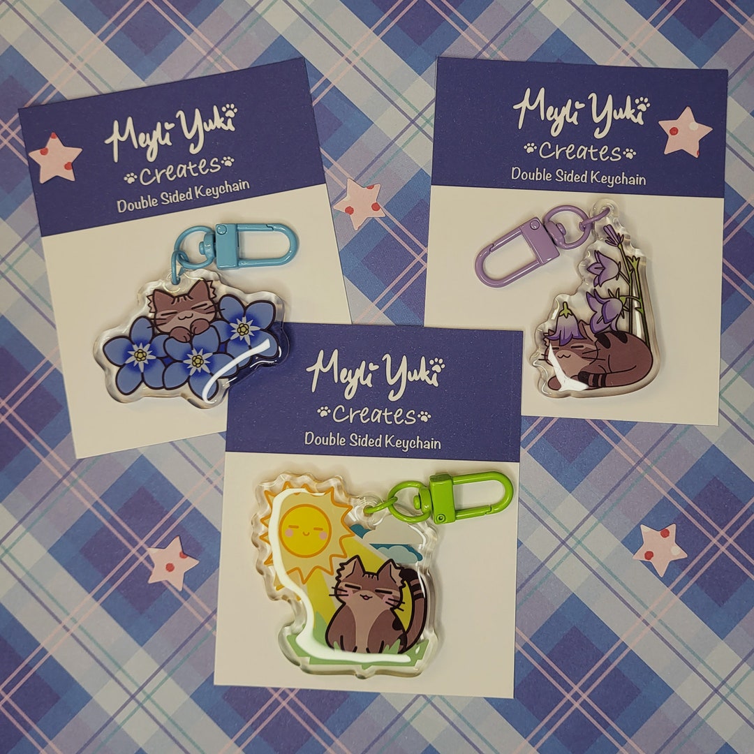 Cute Cat Double Sided Keychain Backpacks, Keyrings Etsy