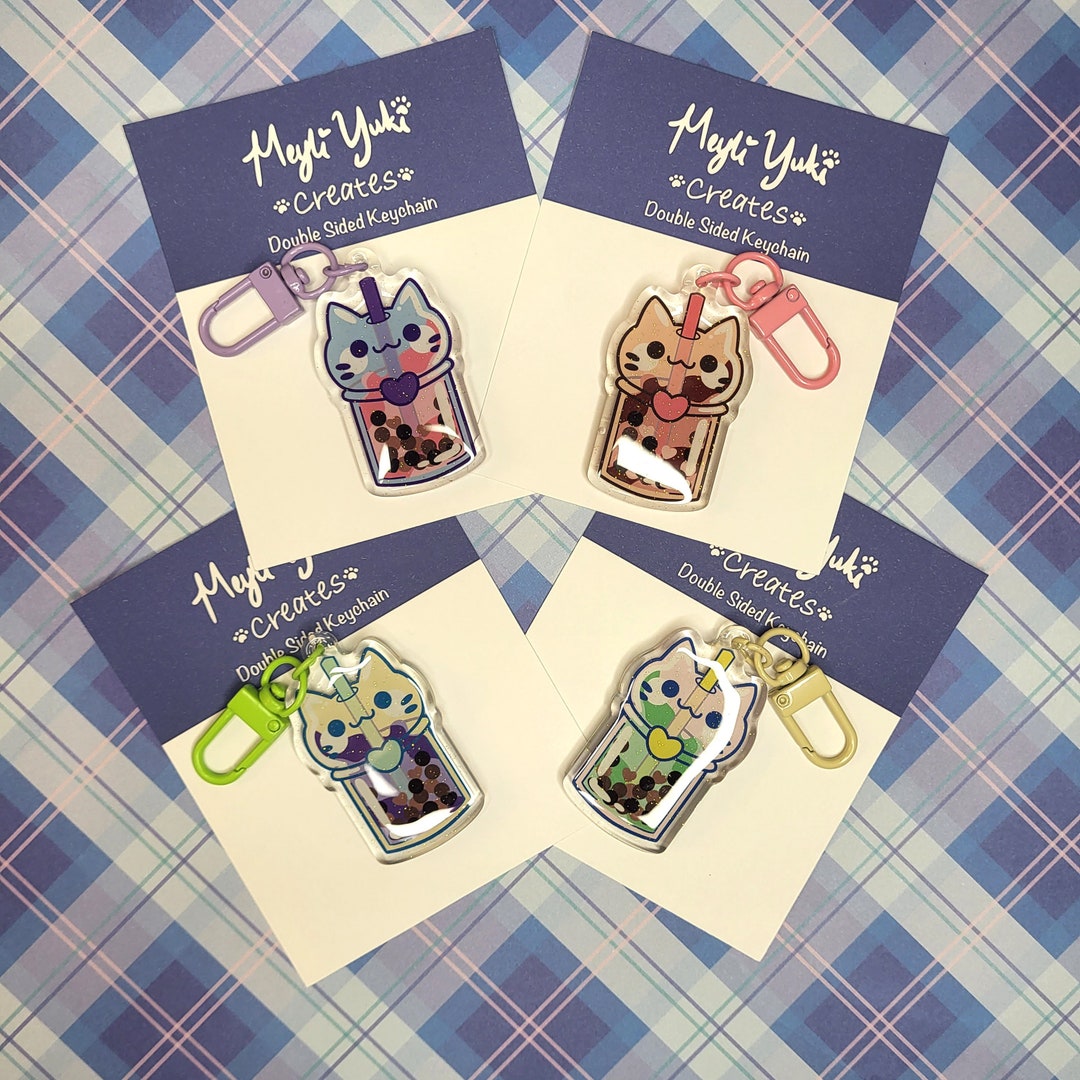 Boba Cat Double Sided Keychain Backpacks, Keyrings Etsy