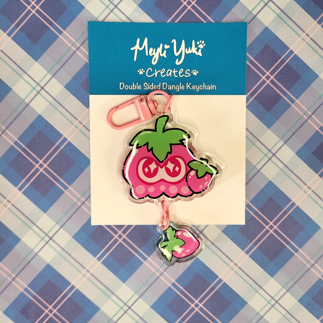 Fruit Squids Strawberry Double Sided Linked Keychain Backpacks