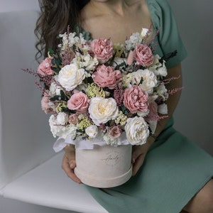 Flowers Bouquet, Preserved Flowers, Eucalyptus, Eternity roses, Preserved Rose, Roses in vase, Eternal Flower, Flowers, Mothers Day, Rose image 2