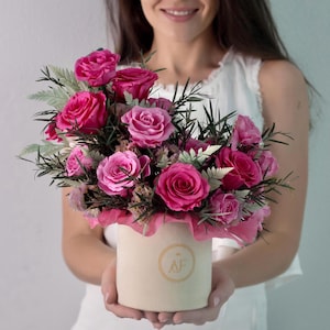 Handmade Preserved Rose Bouquet: Japanese Quality Flowers in Box