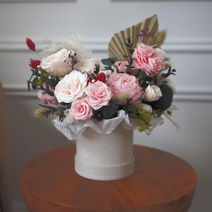 Preserved Pink Peony Bouquet: Natural Floral Arrangement in Box