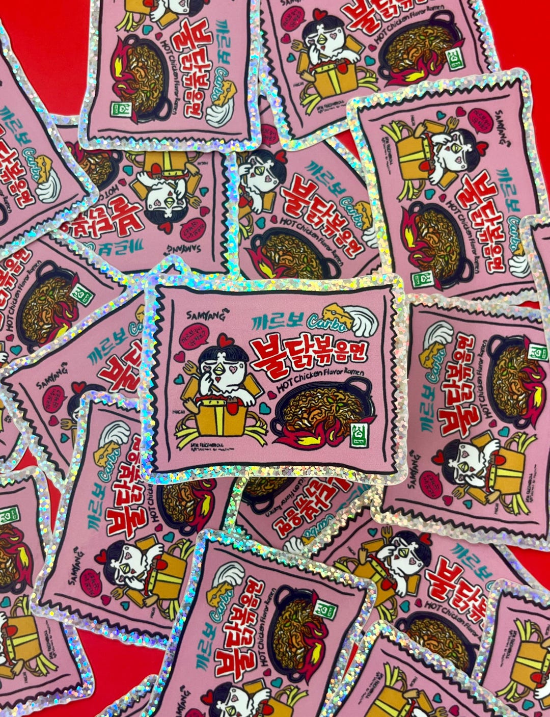 Sticker Drawing Buldak Buldak Carbonara Noodles Glitter Sticker - Etsy