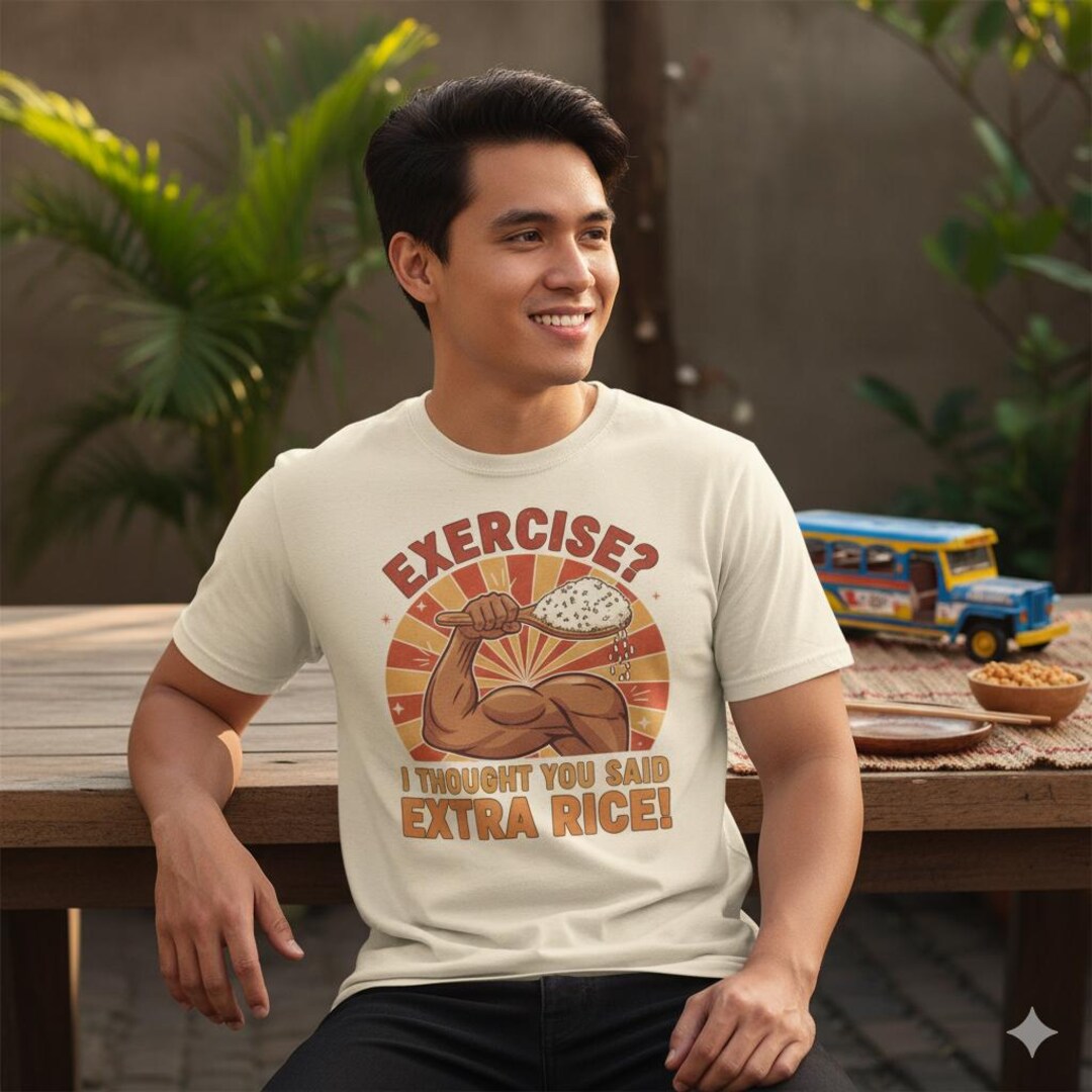 Exercise Or Extra Rice Exercise Extra Rice Shirt - Funny Fitness Food Humor Tee - Asian Rice ...