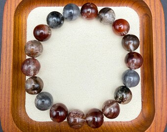 Natural Rabbit Hair Quartz Stretch Bracelet | Multicolor Rutilated Phantom Beads