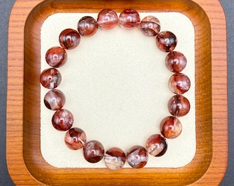 Natural Fire Quartz Bracelet Beaded Stretch Bracelet| 10mm