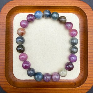 Ruby & Sapphire Bracelet | 9mm Round Bead Bracelet | Stretch Bracelet | Natural Gemstone