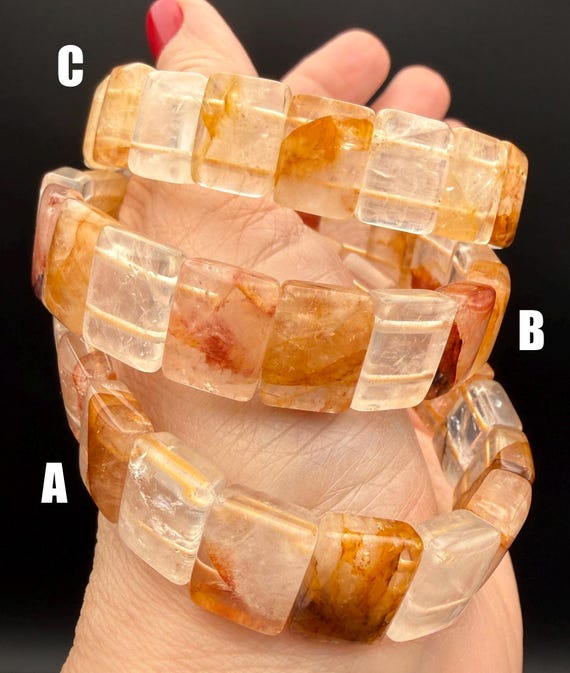 Golden Healer Quartz Soft Bangle | 15mm Stretch Bracelet | Healing Crystal Jewelry