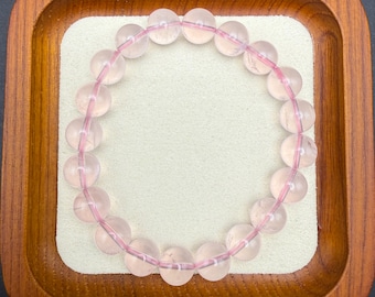 Natural Rose Quartz Bracelet | 9mm+ Round Beads | Stretch Bracelet