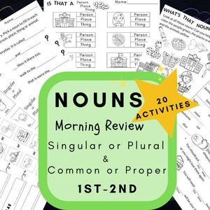 Noun Worksheets - Warm-Up Worksheets | 1st & 2nd Grade Grammar Practice