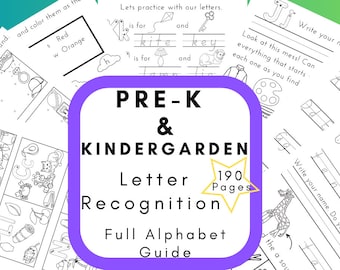 Pre-K & Kindergarten Alphabet Worksheets: Letter Sounds, 190 Activities (Digital Download)