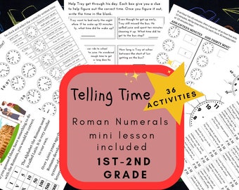 Telling Time Worksheets – Hour, Half-Hour & Clock Practice (Grades 1–2)