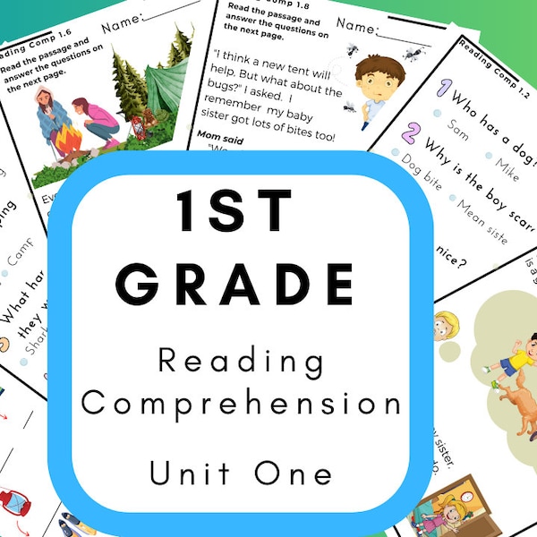 Reading Comprehension 1st grade, Summer Reading, Homeschool Reading Unit One