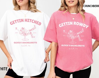 Gettin Rowdy Bachelorette Party Shirts, Disco Cowgirl Bach, Nashville Bach Tees, Gettin Hitched Shirts, Western Bridal Party, Bridesmaid Tee