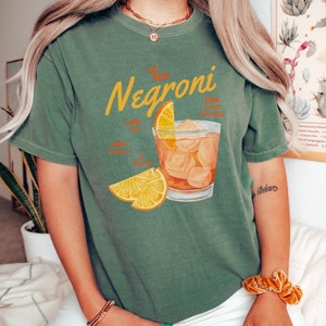 T-shirt en coton pour femme, imprimé cocktail Negroni