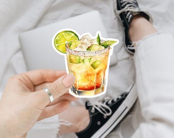 Spicy Margarita Sticker, Tequila Cocktail Sticker, Signature Drink, Signature Cocktail, Vinyl Art Sticker,  Laptop Water Bottle Decal
