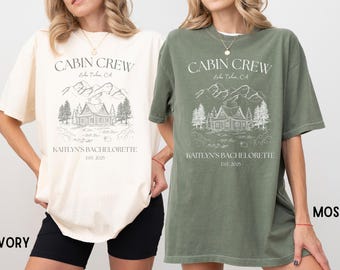 Vintage Custom Crew Cabin Bachelorette Party Shirt, Mountain Bride Shirt, Hiking Bridal Party gifts, Outdoors Themed Bach Party, Girls Trip