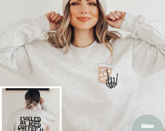 Impulsado por café helado y sudadera de ansiedad, café helado divertido y camisa de ansiedad, sudadera obsesionada con el café, camisa amante del café helado