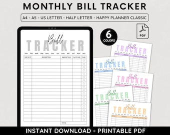 Monthly Bill Tracker, Expense Tracker, Bill Payment Checklist, Expense Planner, Monthly Bill Organizer, Printable Planner Page, Journal Page