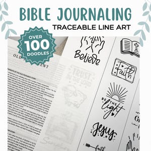 Bible Journaling Traceable Doodles, Printable Bible Tip-In Insert, Loaded Bible Margin Art, Journaling Printable, Traceable Bible Art