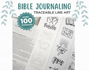 Bible Journaling Traceable Doodles, Printable Bible Tip-In Insert, Loaded Bible Margin Art, Journaling Printable, Traceable Bible Art