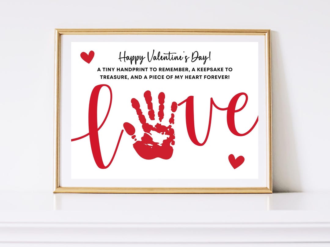 Valentine's Day Handprint Craft, DIY Handprint Activity, Valentine ...