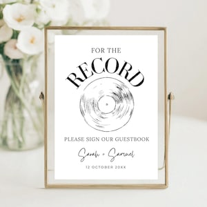 Per la cronaca, per favore firma il nostro libro degli ospiti da record, cartello del record del matrimonio, cartello del libro degli ospiti da matrimonio, cartello del libro degli ospiti da record, libro degli ospiti unico