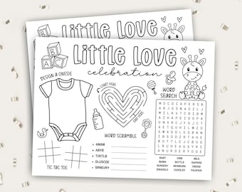 Baby Shower Coloring Placemat, Baby Shower Activity for Kids, Printable Baby Shower Game, Paper Placemats, Instant Download for Baby Showers