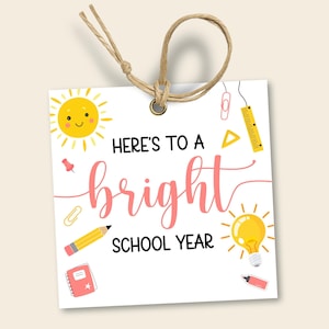 Printable Back to School Tag for Teachers, First Day of School Favor Tag 1st Day of School Gift Tag, Class Favors, Staff Treat Tag