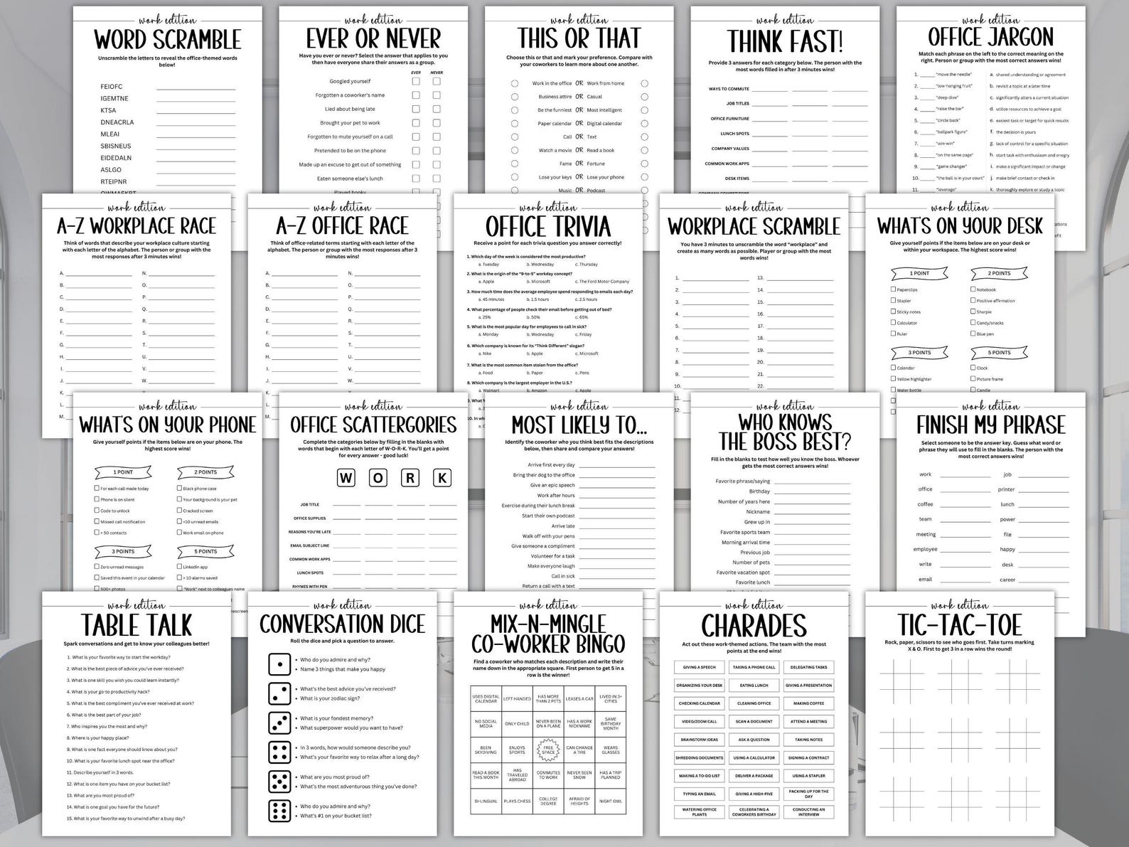 Office Party Games, Work Party Games Bundle, Office Icebreaker