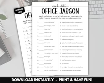 Kantoorjargon Work Party Game, Icebreaker Games, Afdrukbare Office Party Games, Teambuilding Games, Groepsgames, Games voor volwassenen, Werkplek