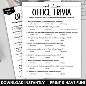 Office Trivia Game, Group Games, Work Party Games, Icebreaker Games, Office Party Games, Printable Team Building Games, Team Party Games, A4