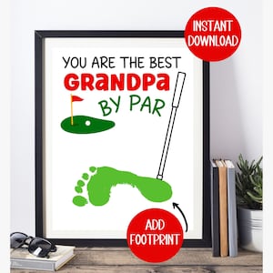 Arte de pegada, presente para avô das crianças, lembrança para impressão do Dia dos Pais, cartão personalizado, artesanato faça você mesmo para bebês e crianças pequenas, presente de golfe para avô