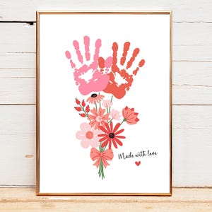 Flower Handprint Craft, Handprint Activity for Kids, Mother&#39;s Day Handprint Gift, DIY Handprint Art, Toddler Keepsake, Birthday Handprint